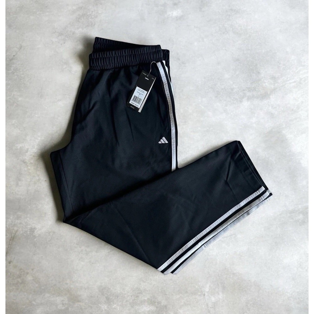 Adidas Golf Track Pants Woven Black Sweatpants 3 Stripe Mens Size Large ADVR0957 - Picture 1 of 7